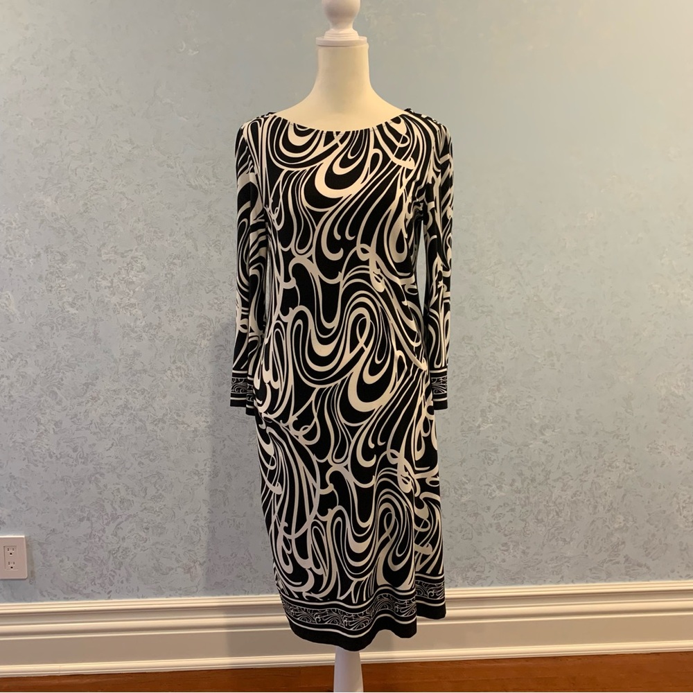 White and black midi dress size medium